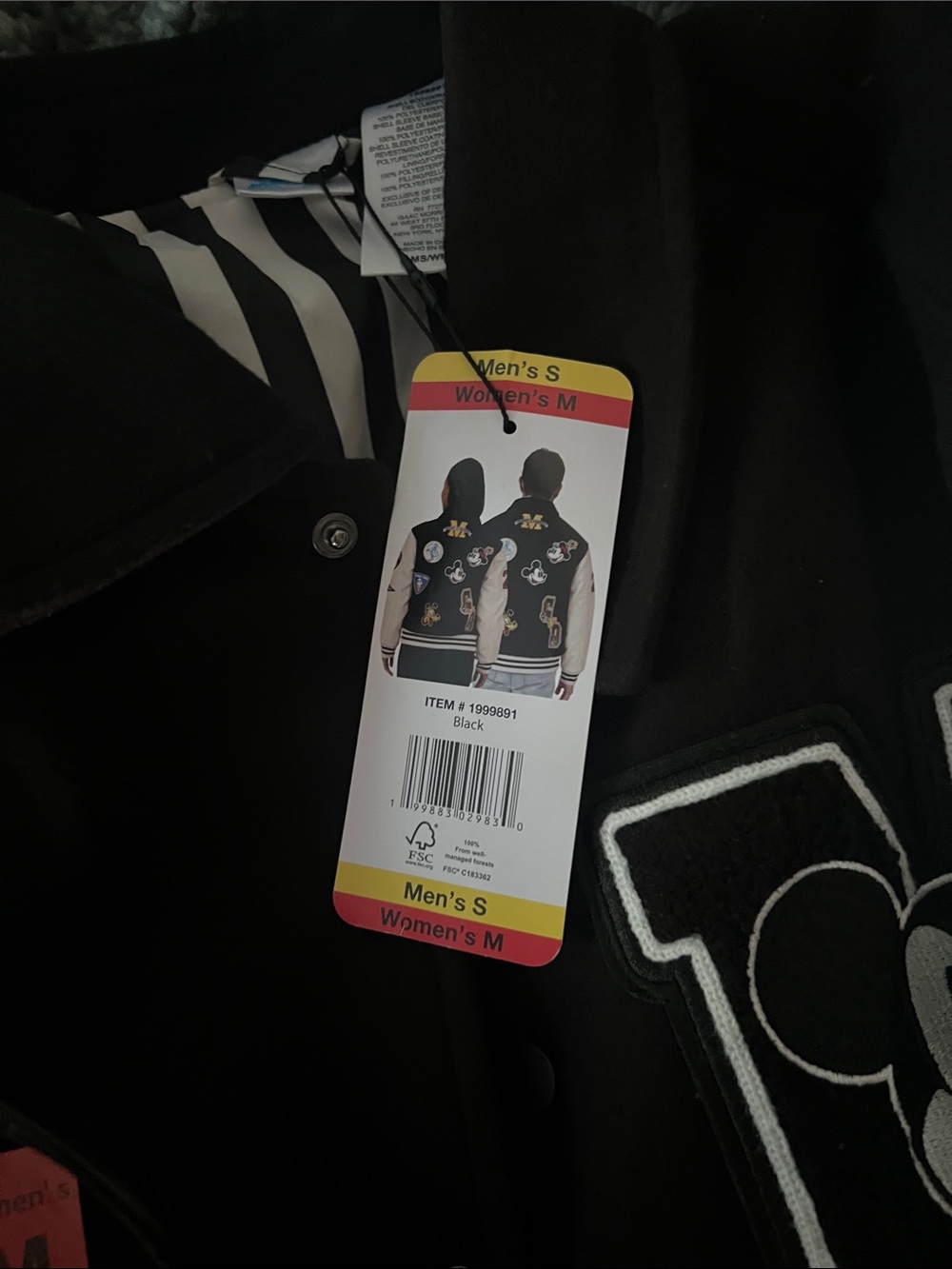 Black & White Graphic Mickey Varsity Jacket - Picture 8 of 8